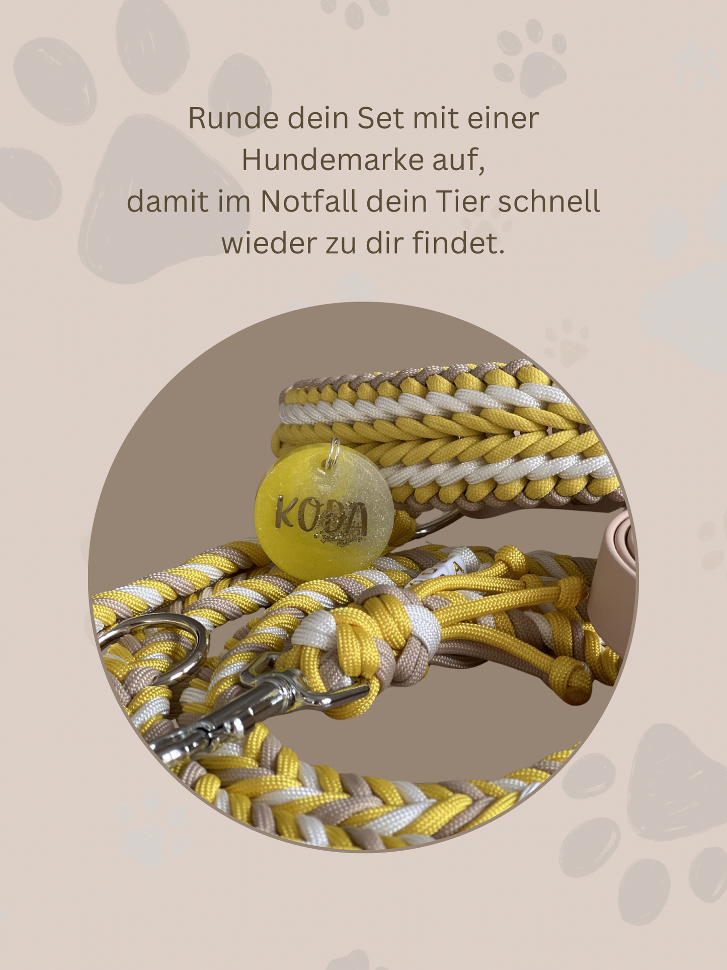 Personalisierte Hundemarke | Rund | Blau & Gold