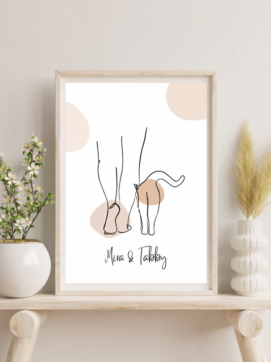 Cat poster | Cat snuggles up to your leg | Poster to print yourself