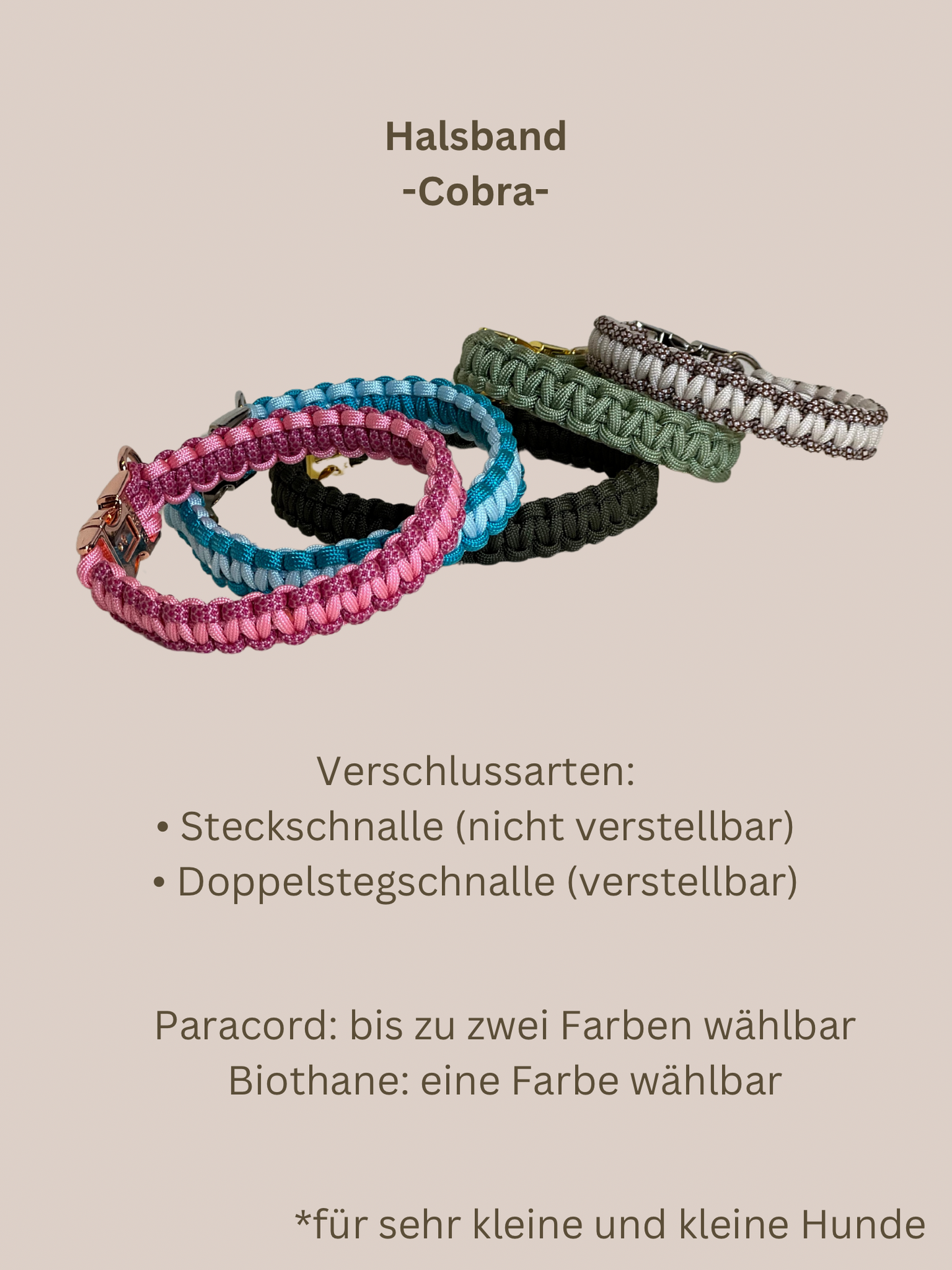 Customizable | Cobra collar | very small and small dogs