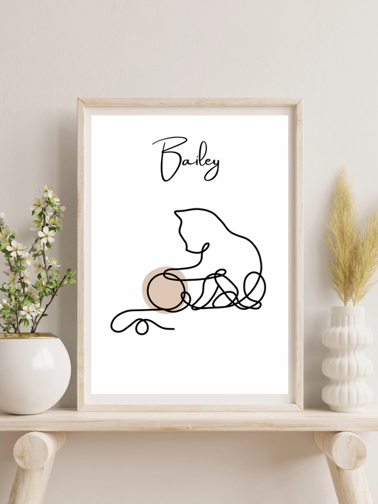 Cat poster | Cat playing with ball | Poster to print yourself