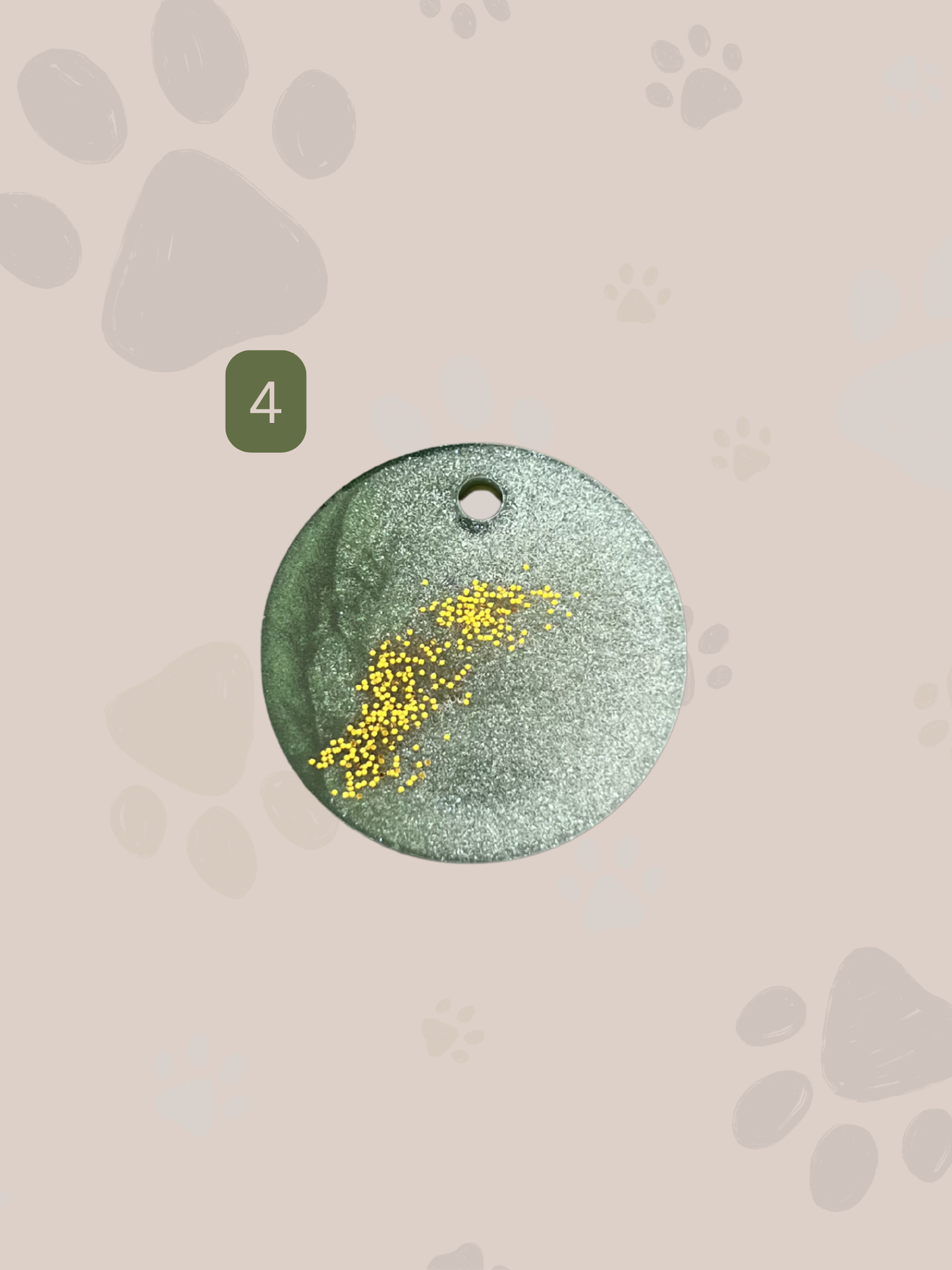 Personalisierte Hundemarke | Rund | Grün & Gold