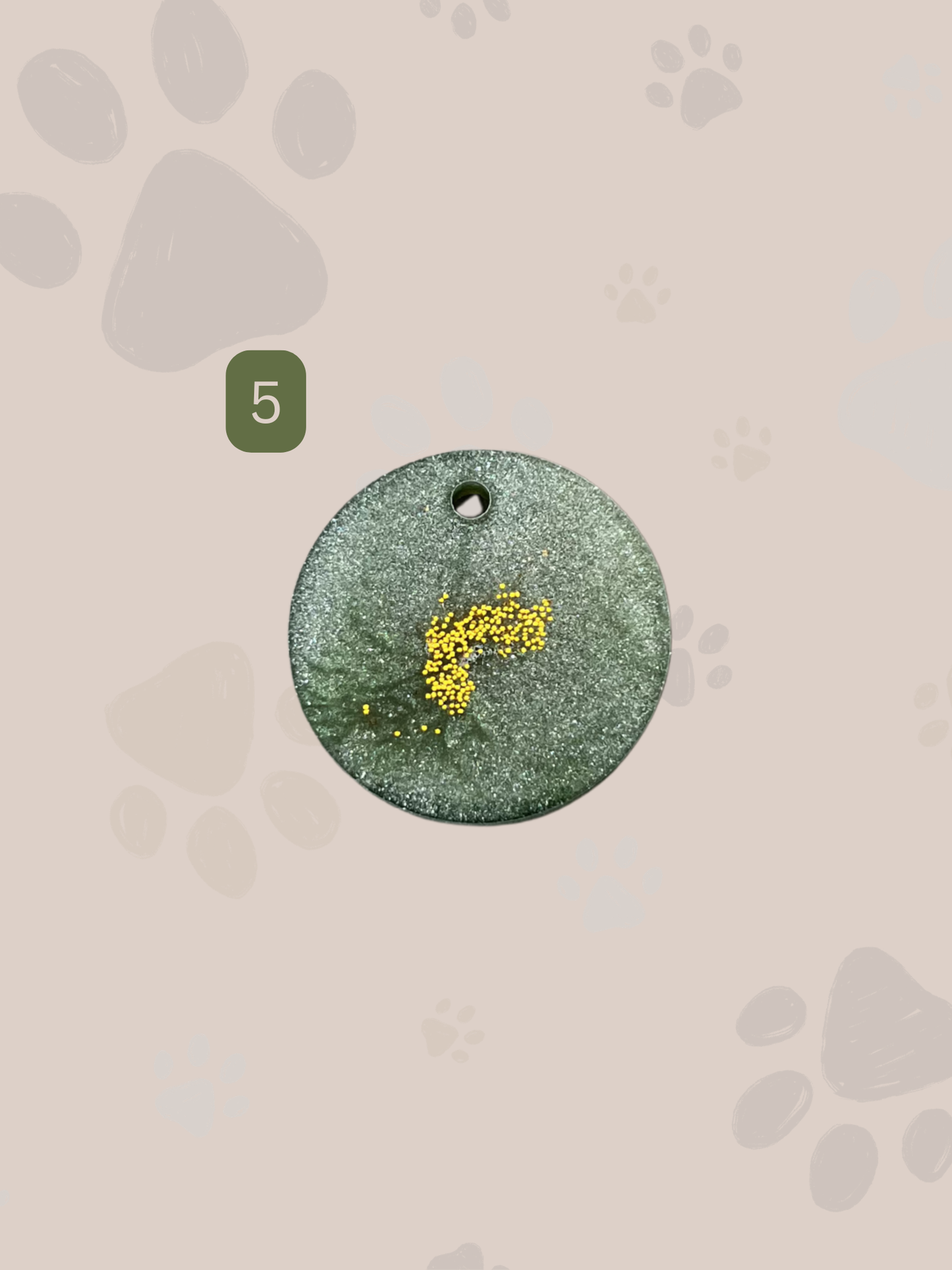 Personalisierte Hundemarke | Rund | Grün & Gold