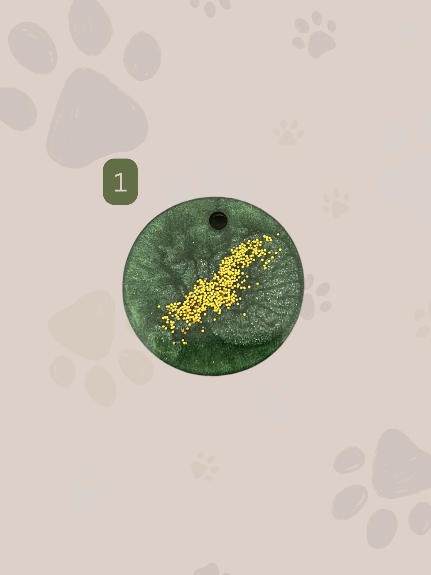 Personalisierte Hundemarke | Rund | Grün & Gold