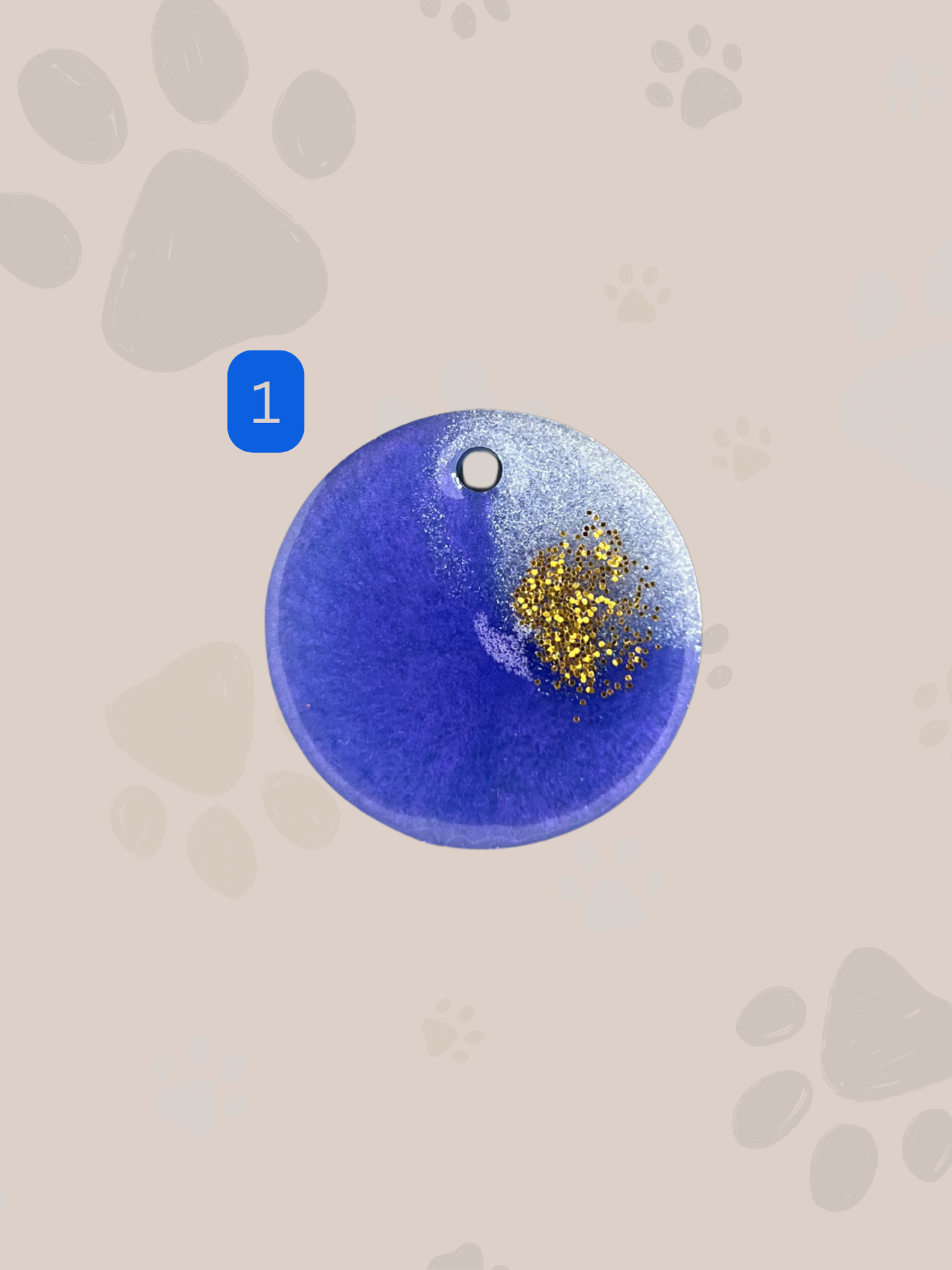 Personalisierte Hundemarke | Rund | Blau & Gold