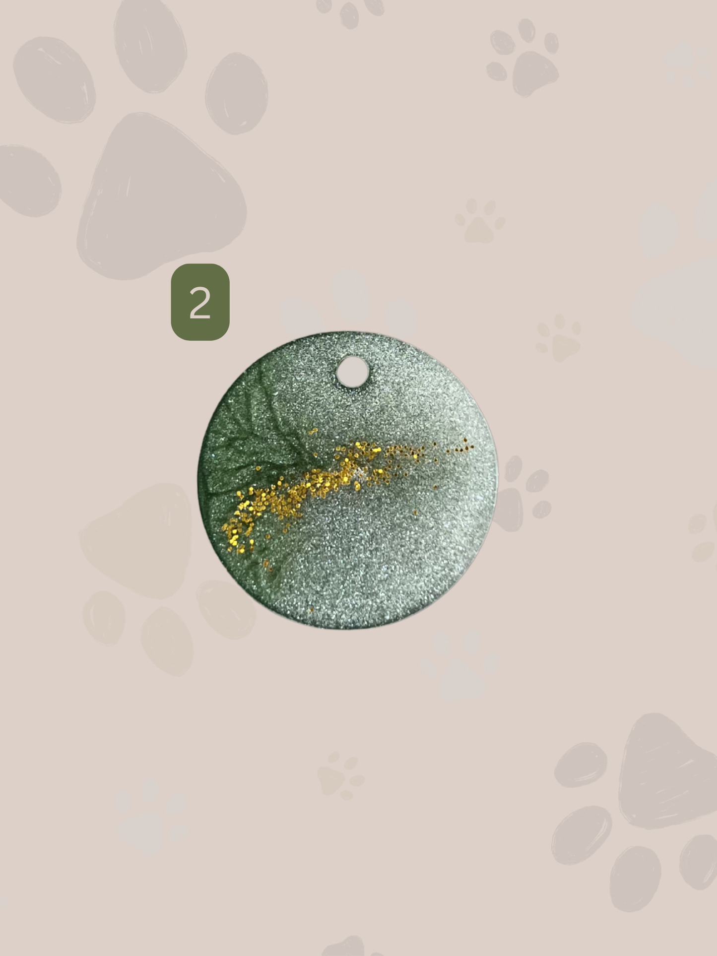 Personalisierte Hundemarke | Rund | Grün & Gold