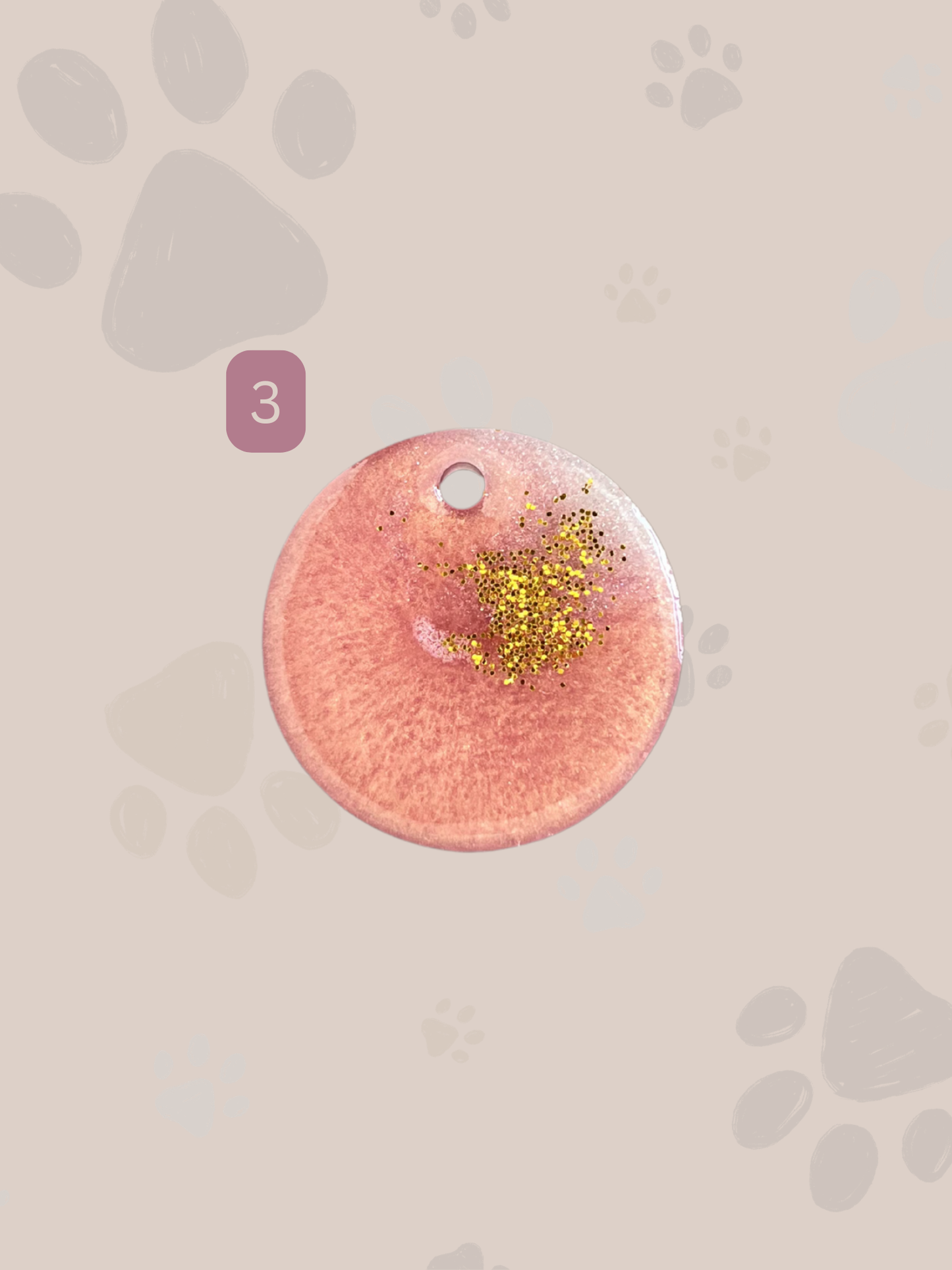 Personalisierte Hundemarke | Rund | Pink & Gold