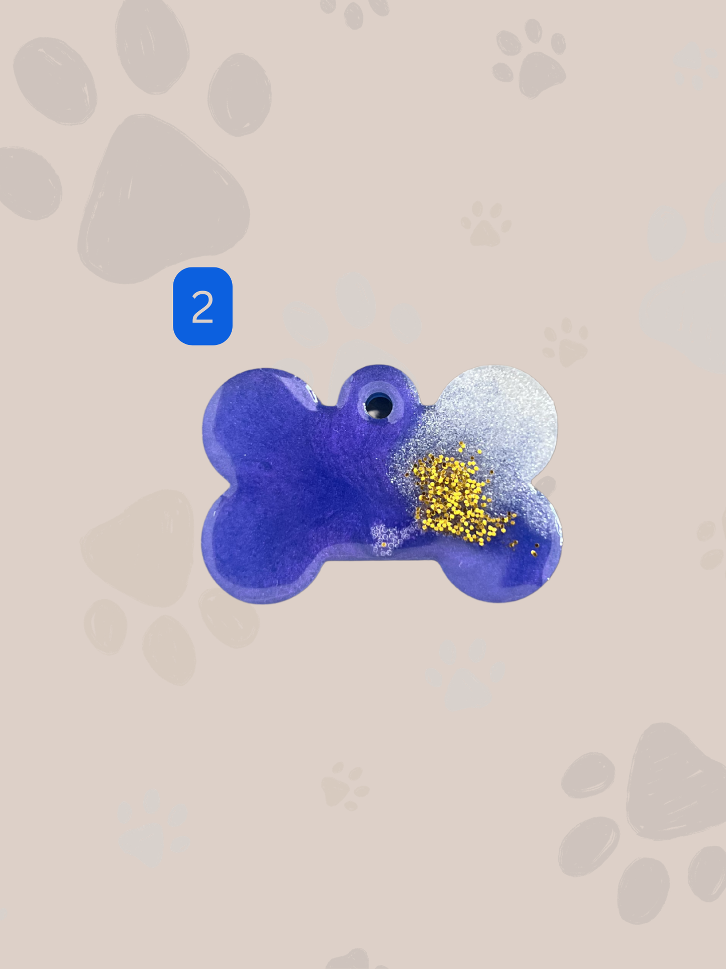 Personalisierte Hundemarke | Knochenform | Blau & Gold