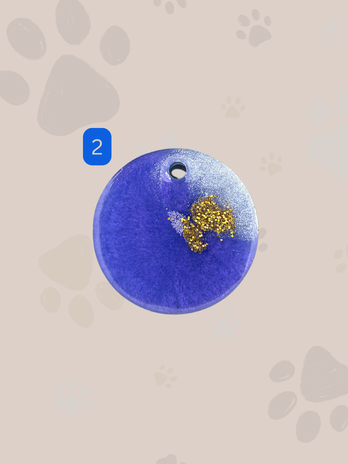 Personalisierte Hundemarke | Rund | Blau & Gold