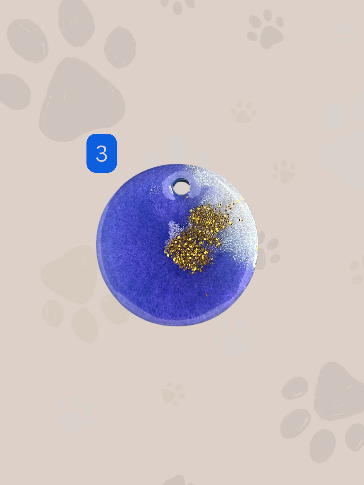 Personalisierte Hundemarke | Rund | Blau & Gold