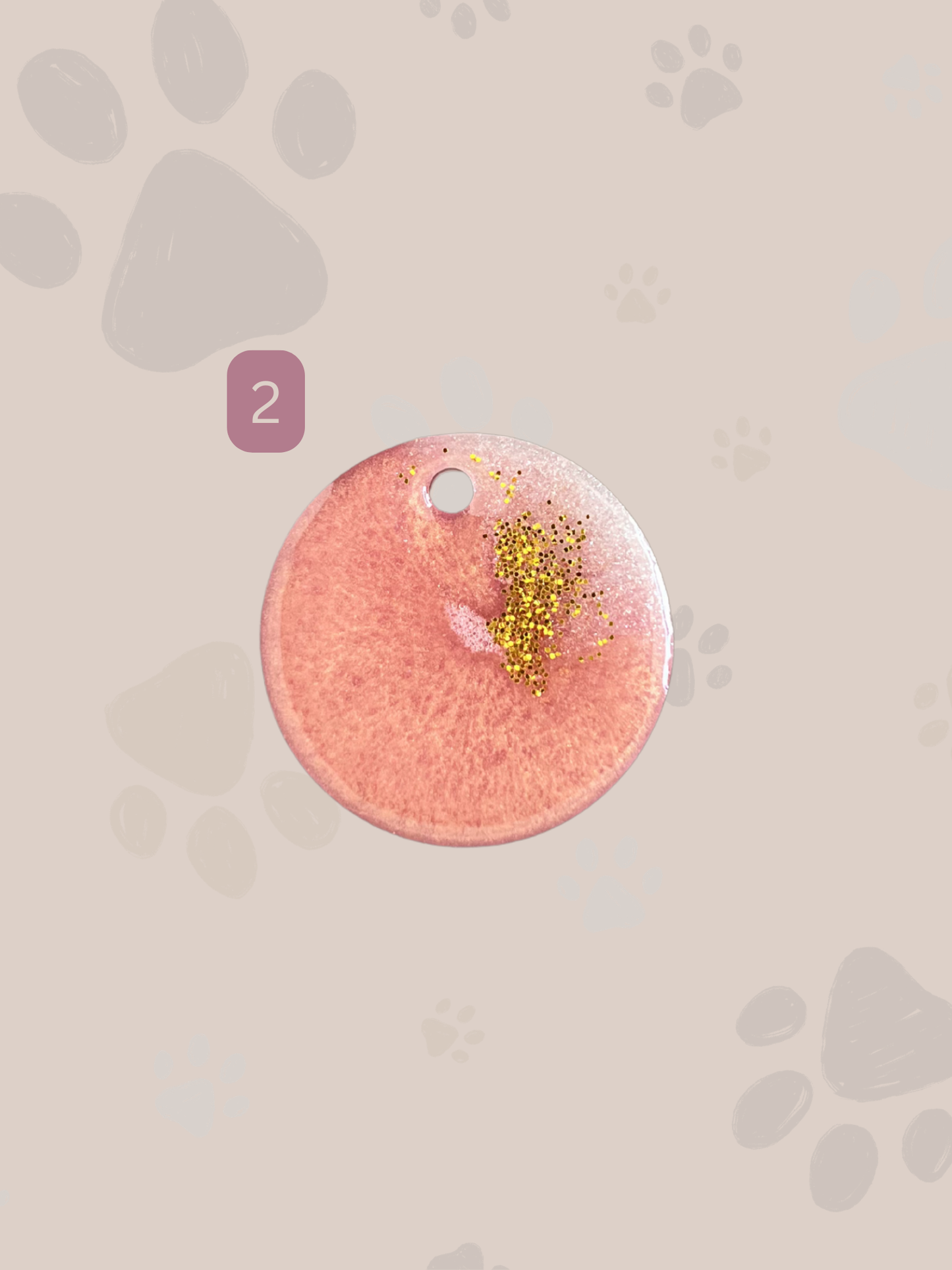 Personalisierte Hundemarke | Rund | Pink & Gold