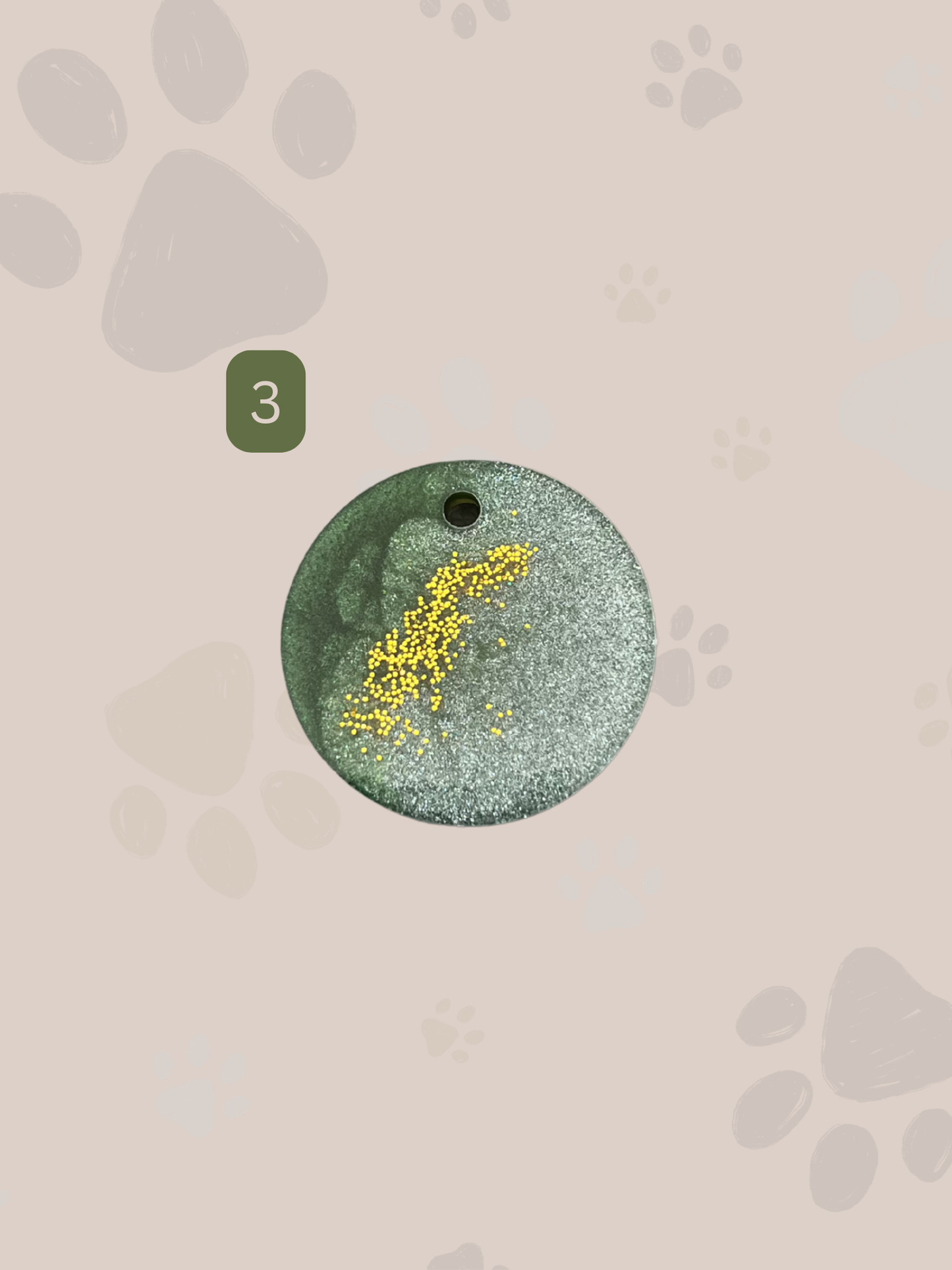 Personalisierte Hundemarke | Rund | Grün & Gold