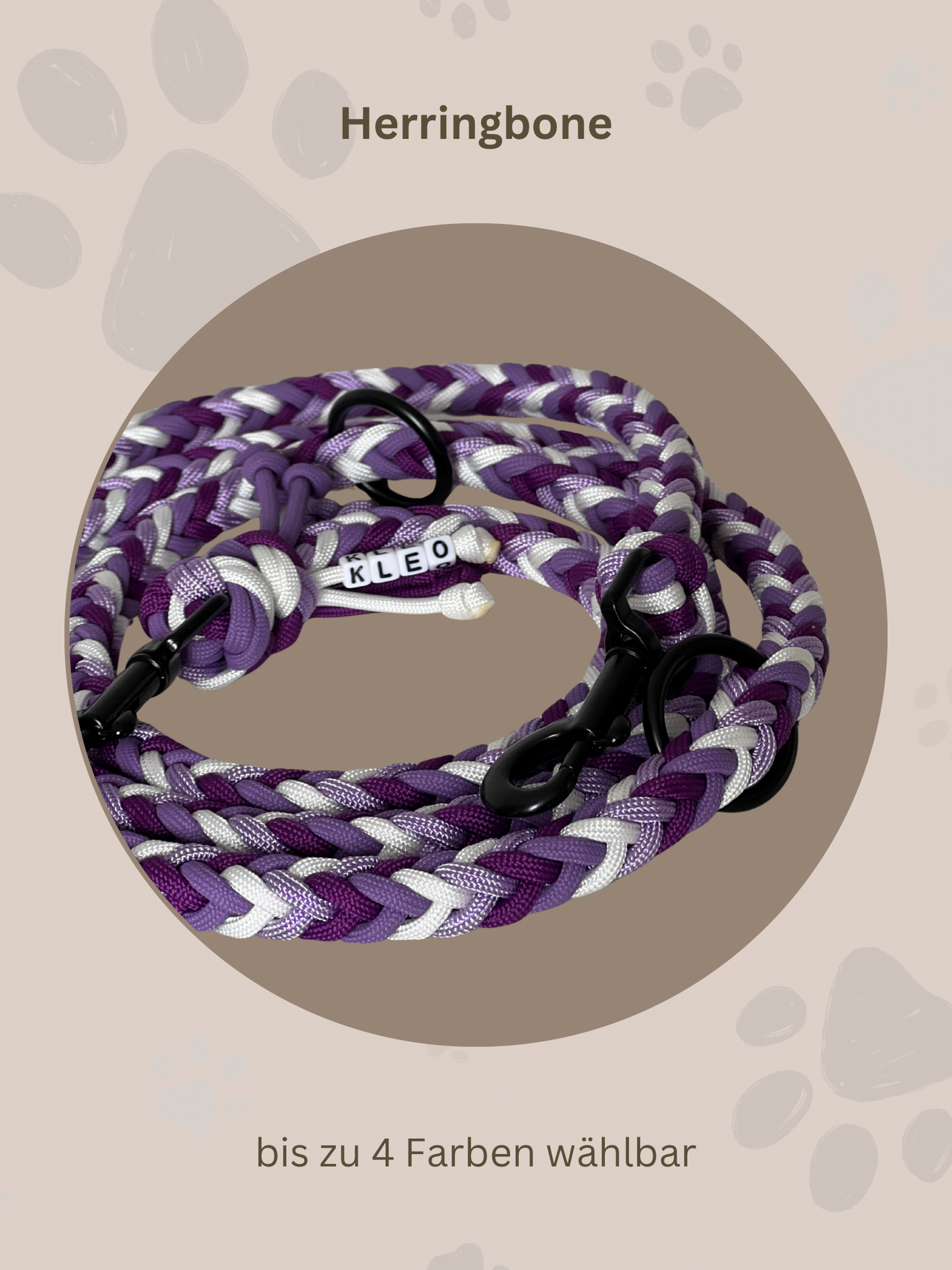 Customizable dog leash | Herringbone | Paracord
