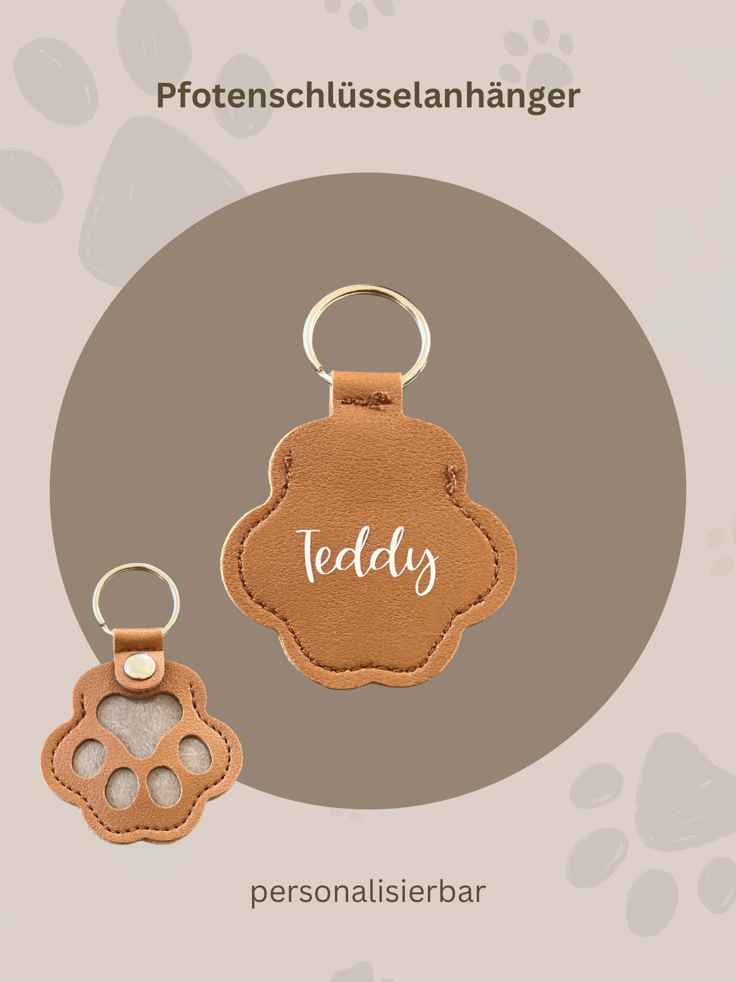 Pfotenschlüssel-anhänger | personalisierbar mit Namen und Fell