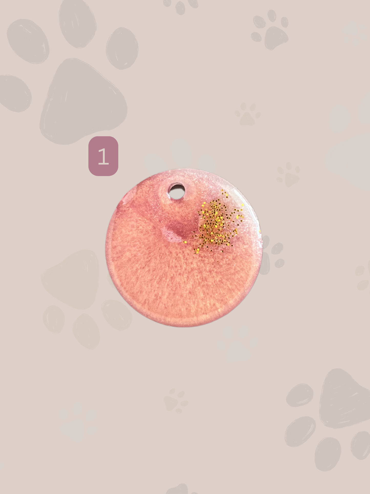 Personalisierte Hundemarke | Rund | Pink & Gold