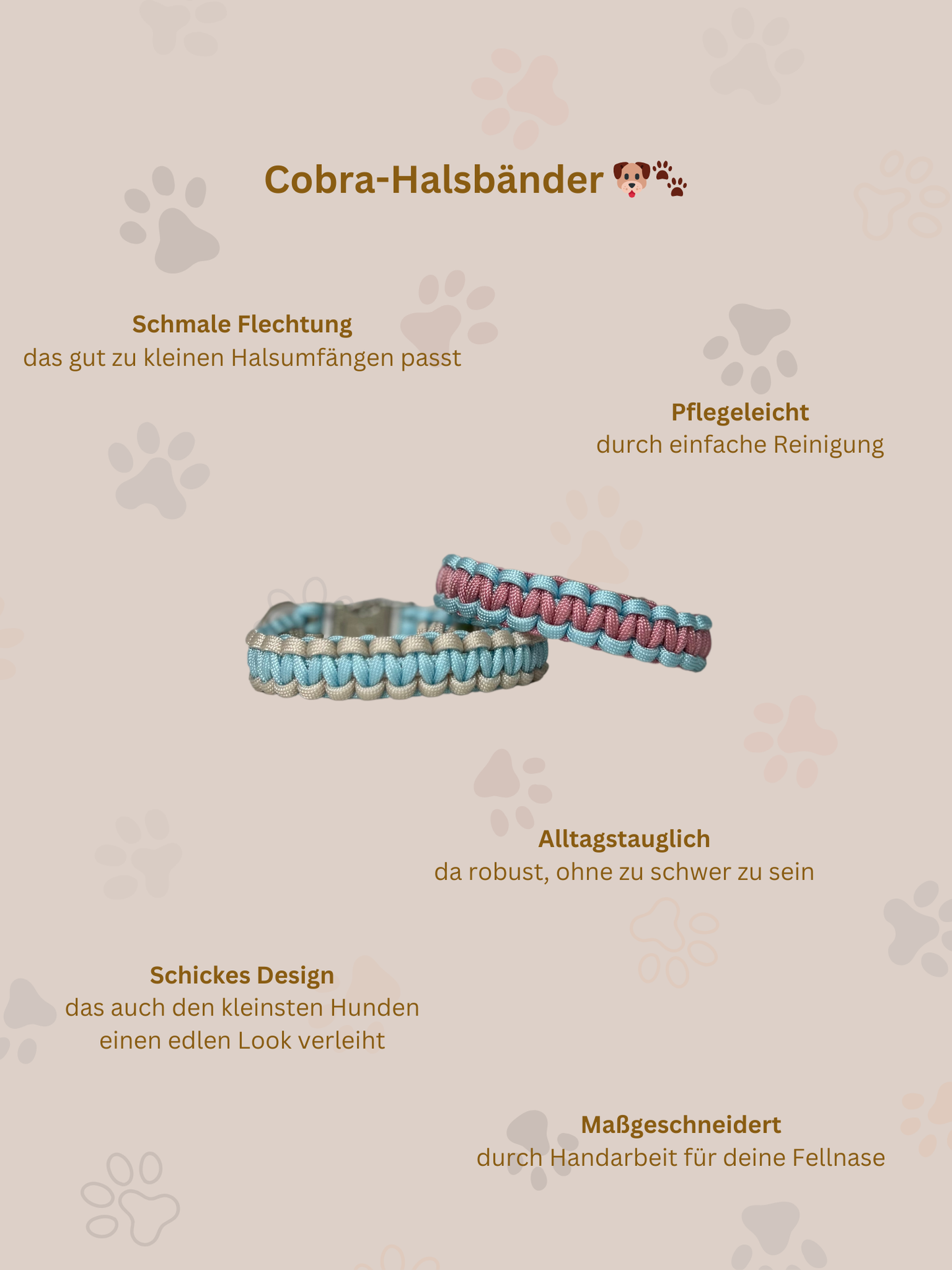 Customizable | Cobra collar | very small and small dogs