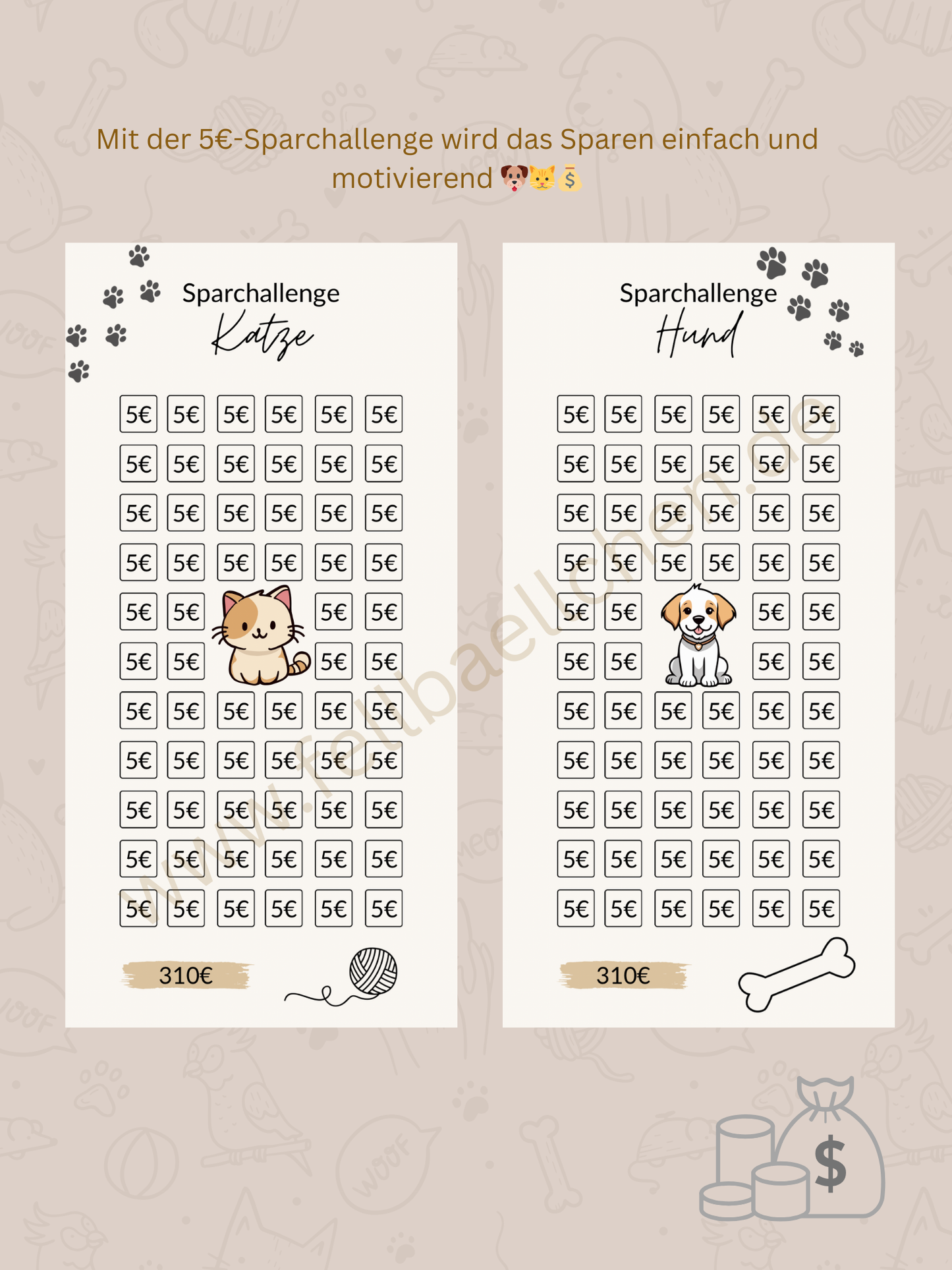 Sparchallenge für Budgetbinder | Katze & Hund